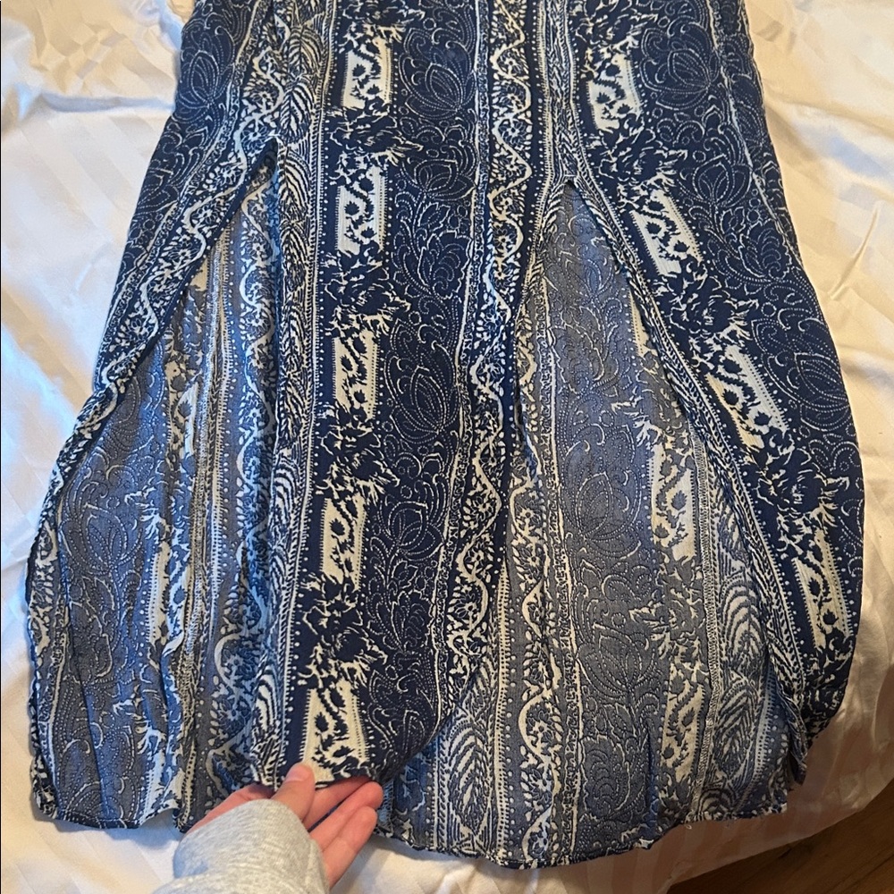 American Eagle Elegant Blue Patterned Maxi Skirt - image 2